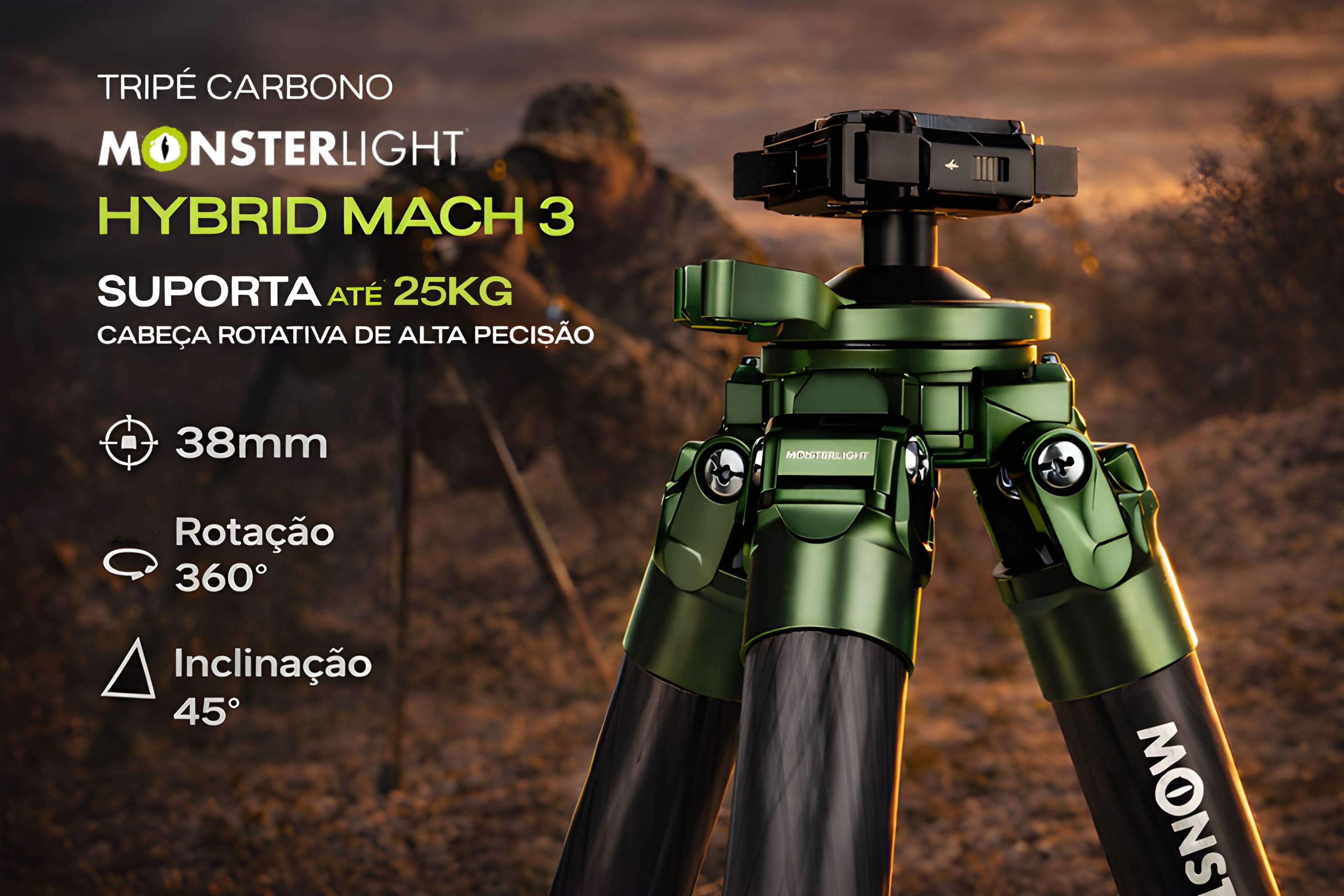 Tripé de Carbono Monsterlight Hybrid Mach 3