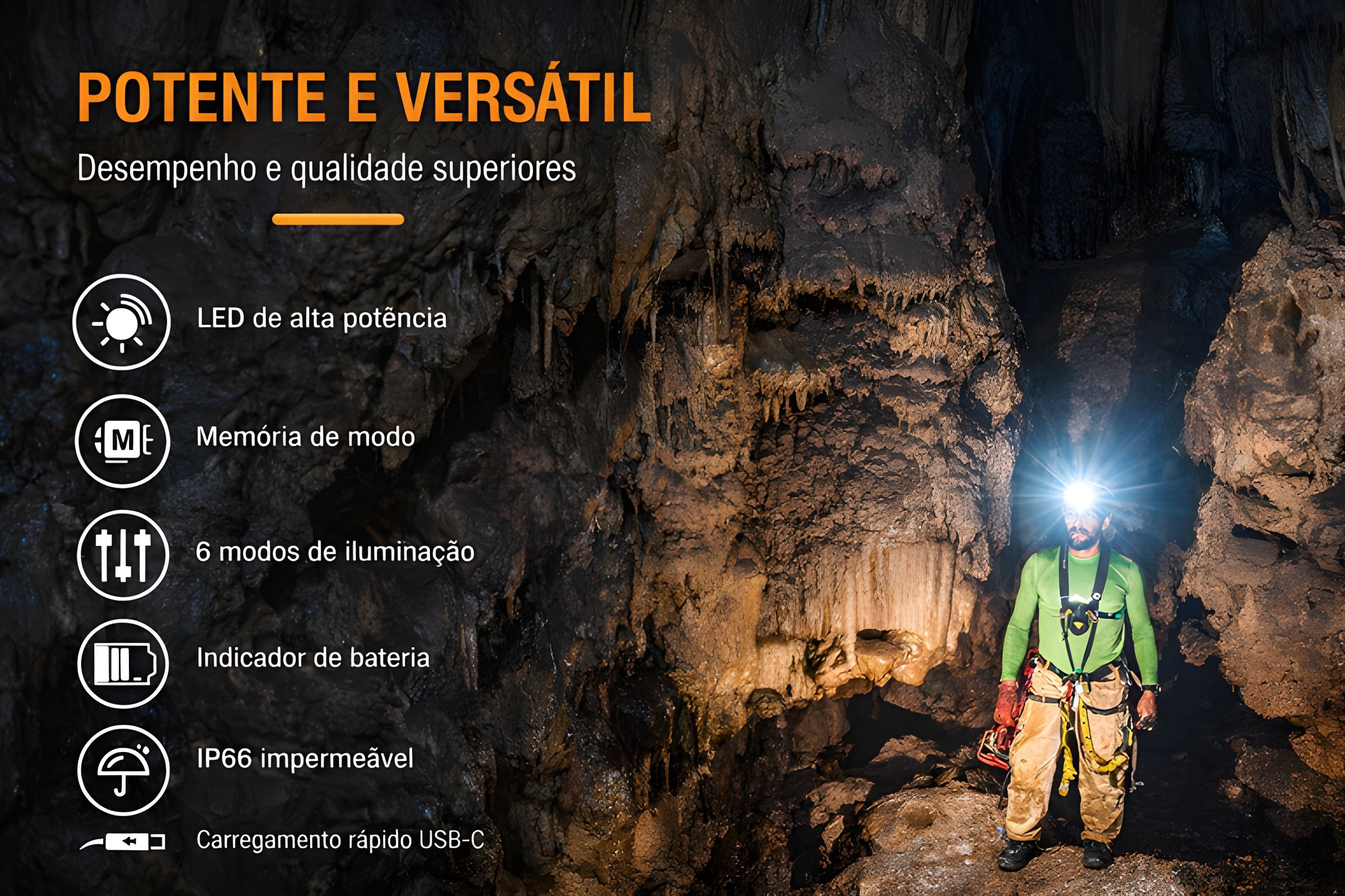 Lanterna de Cabeça Monsterlight com Bateria Recarregável 