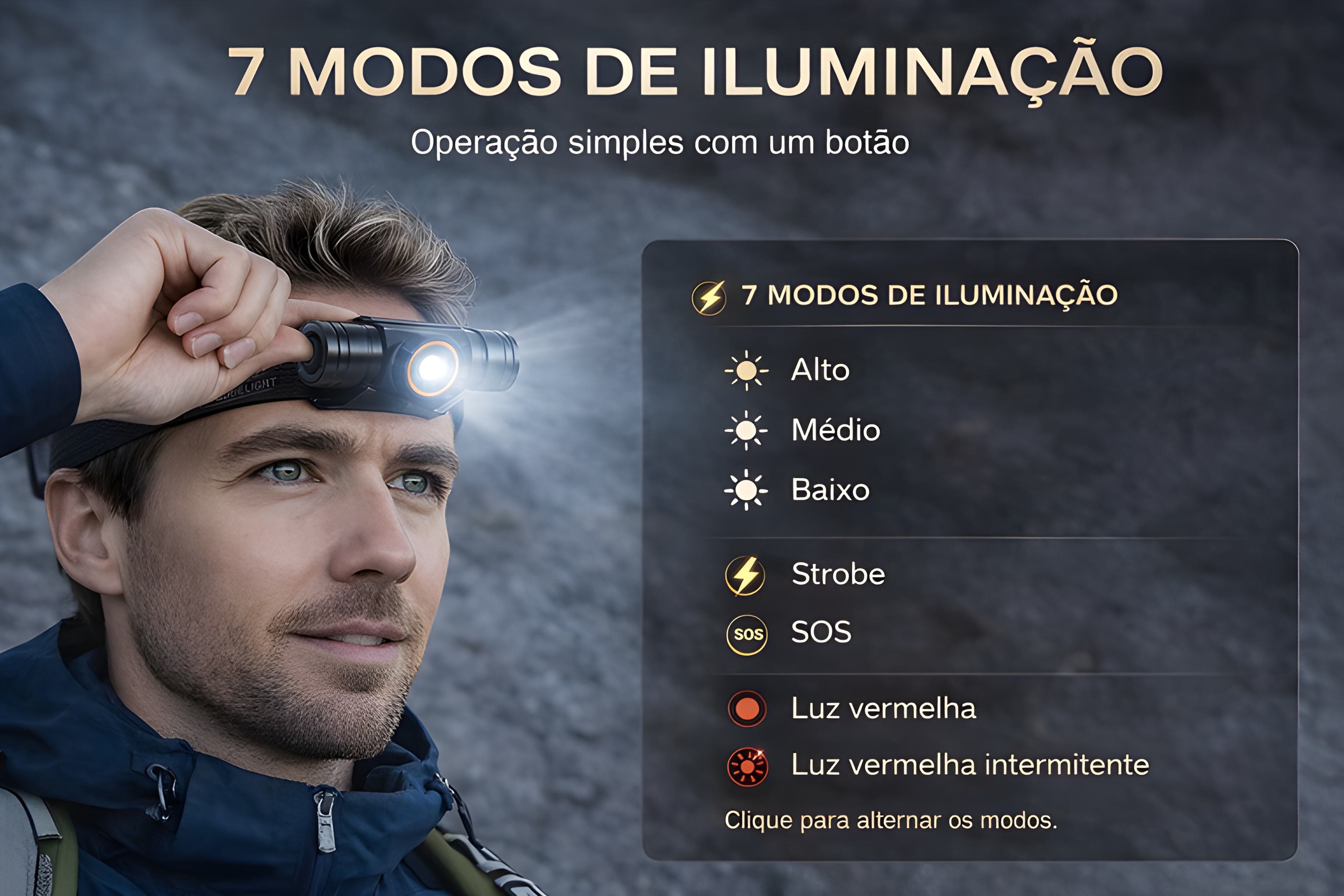 Lanterna de Cabeça Monsterlight com Bateria Recarregável 