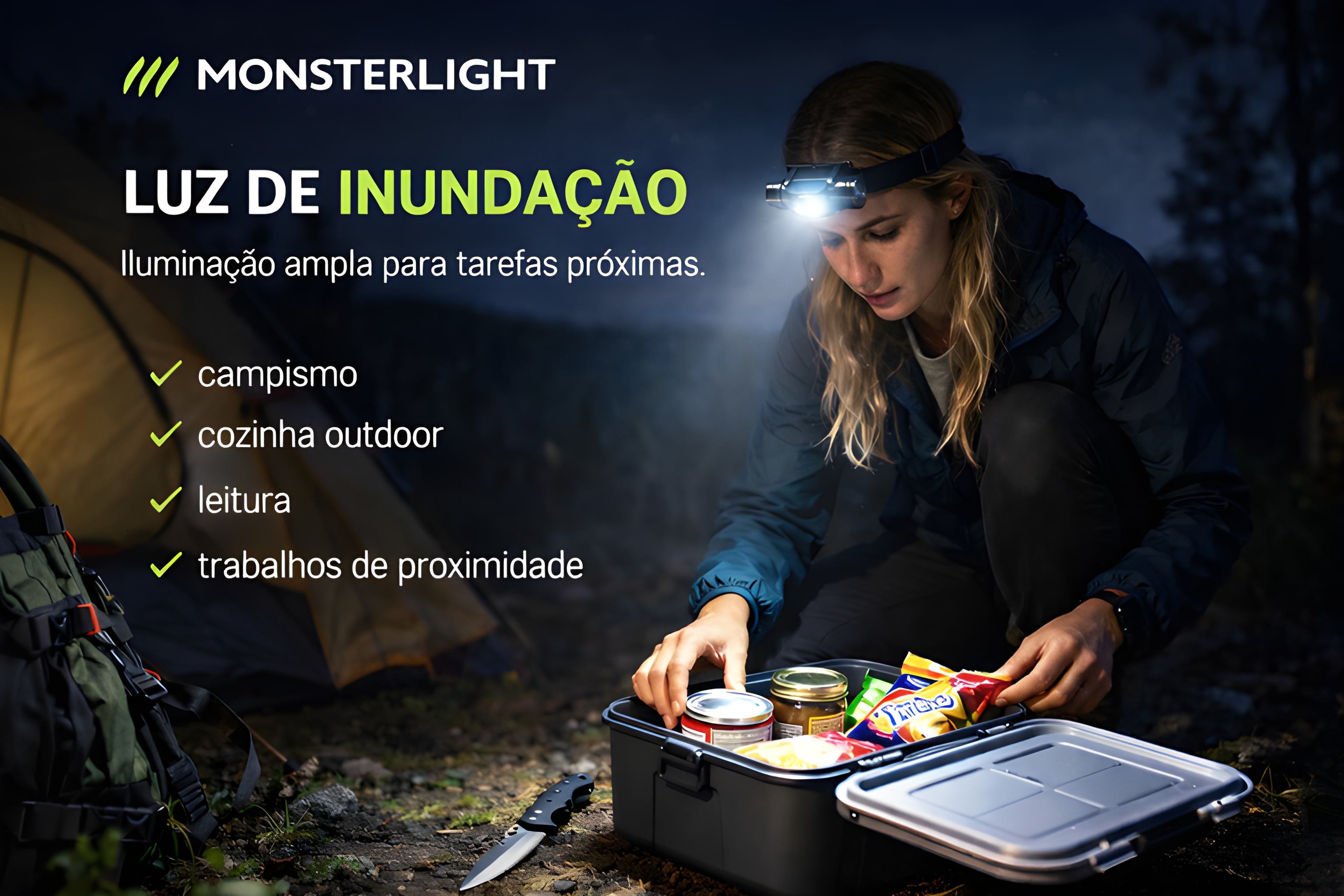 Lanterna de Cabeça Monsterlight com Bateria Recarregável 