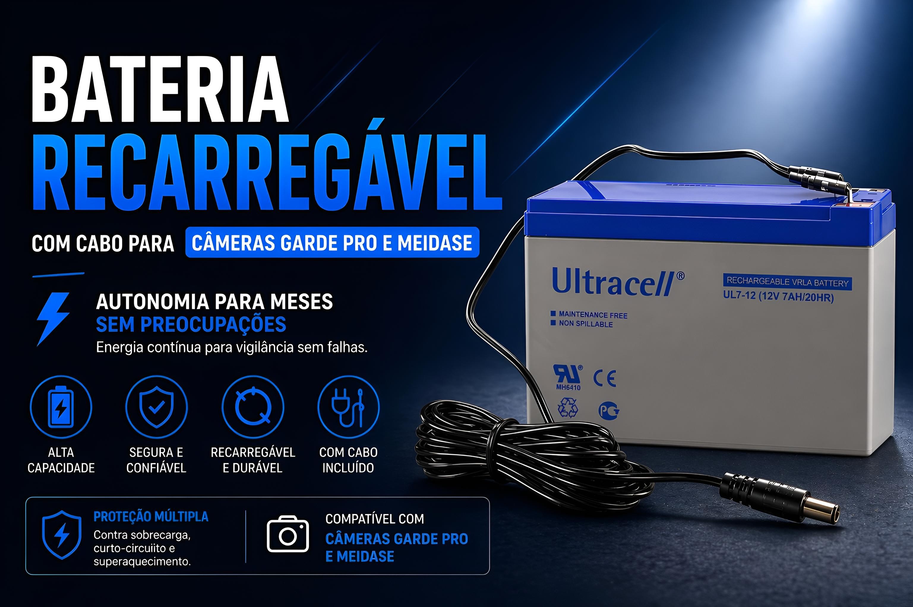 Bateria com cabo para Câmeras GardePro ou Meidase