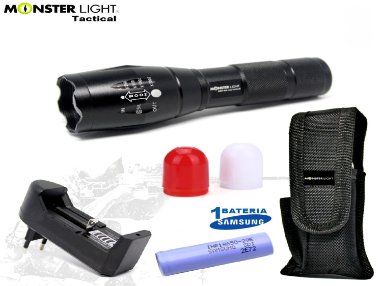 Kit lanterna tatica MonsterLight X-700M com cones e zoom