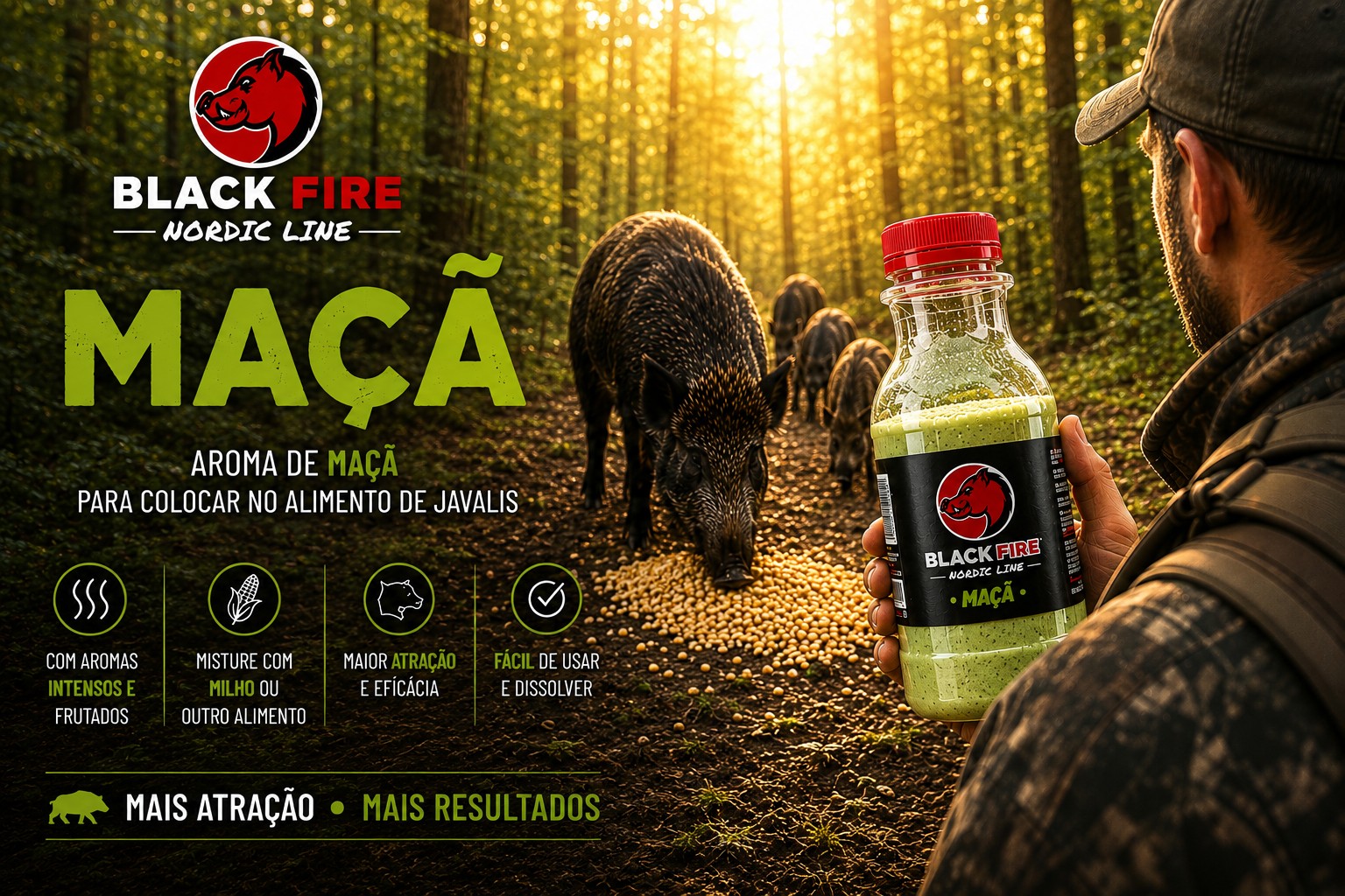 Atrativo para javalis Black Fire Maça Nordic Line 500g 