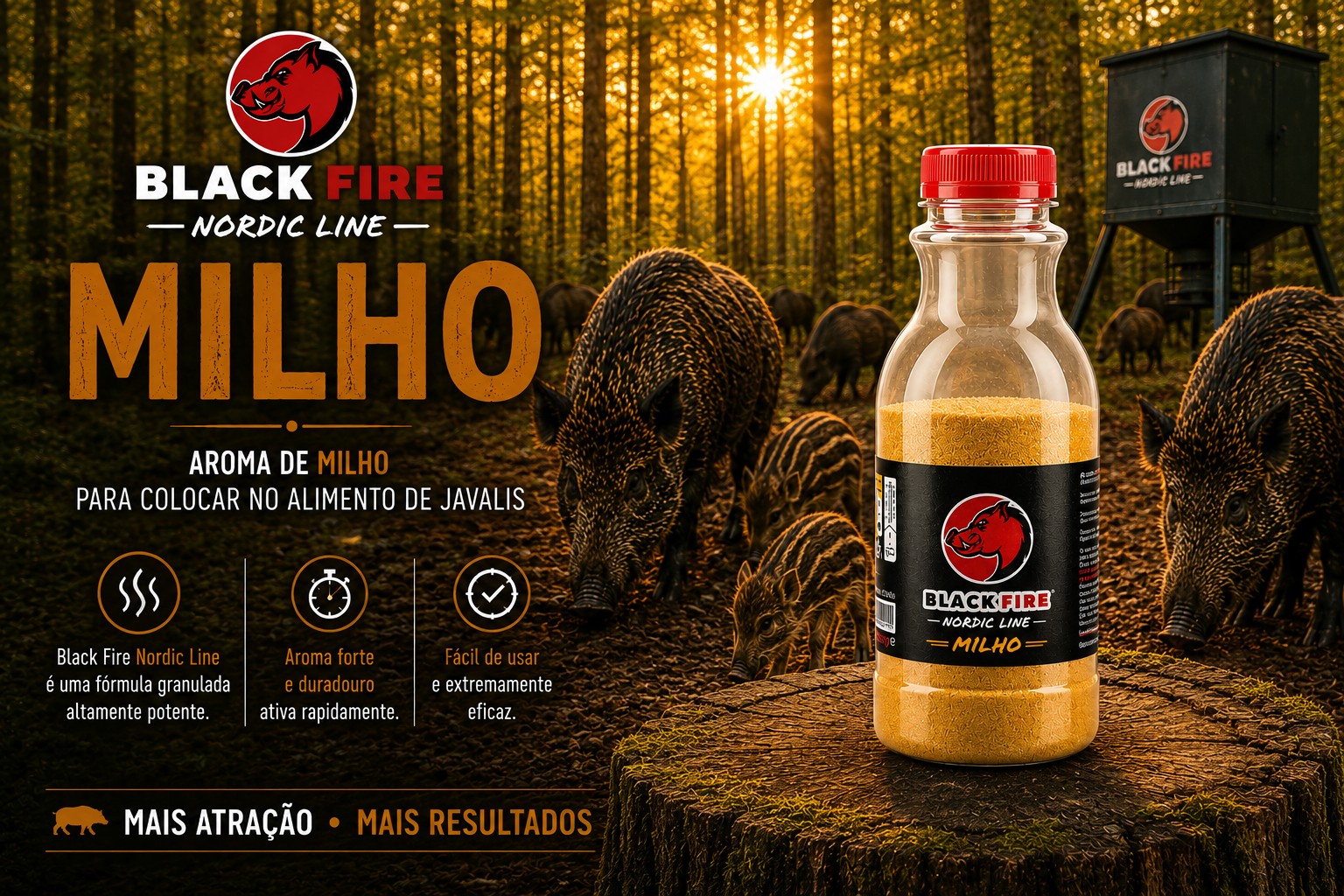 Atrativo para javalis Black Fire Milho Nordic Line 500g