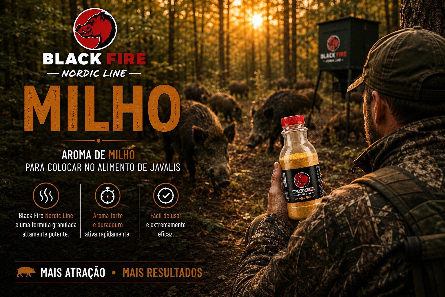 Atrativo para javalis Black Fire Milho Nordic Line 500g 