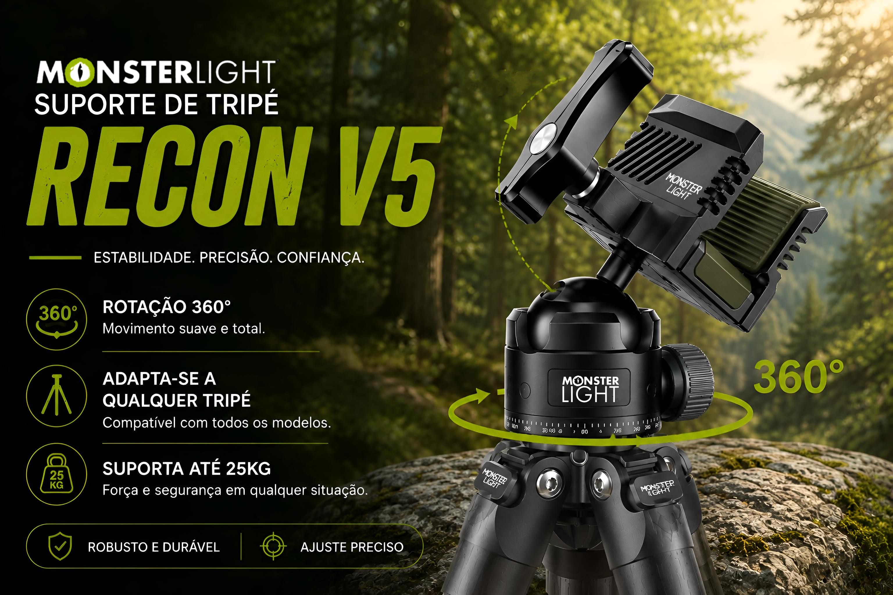 Suporte de tripé Monsterlight Recon V5 com bola esférica