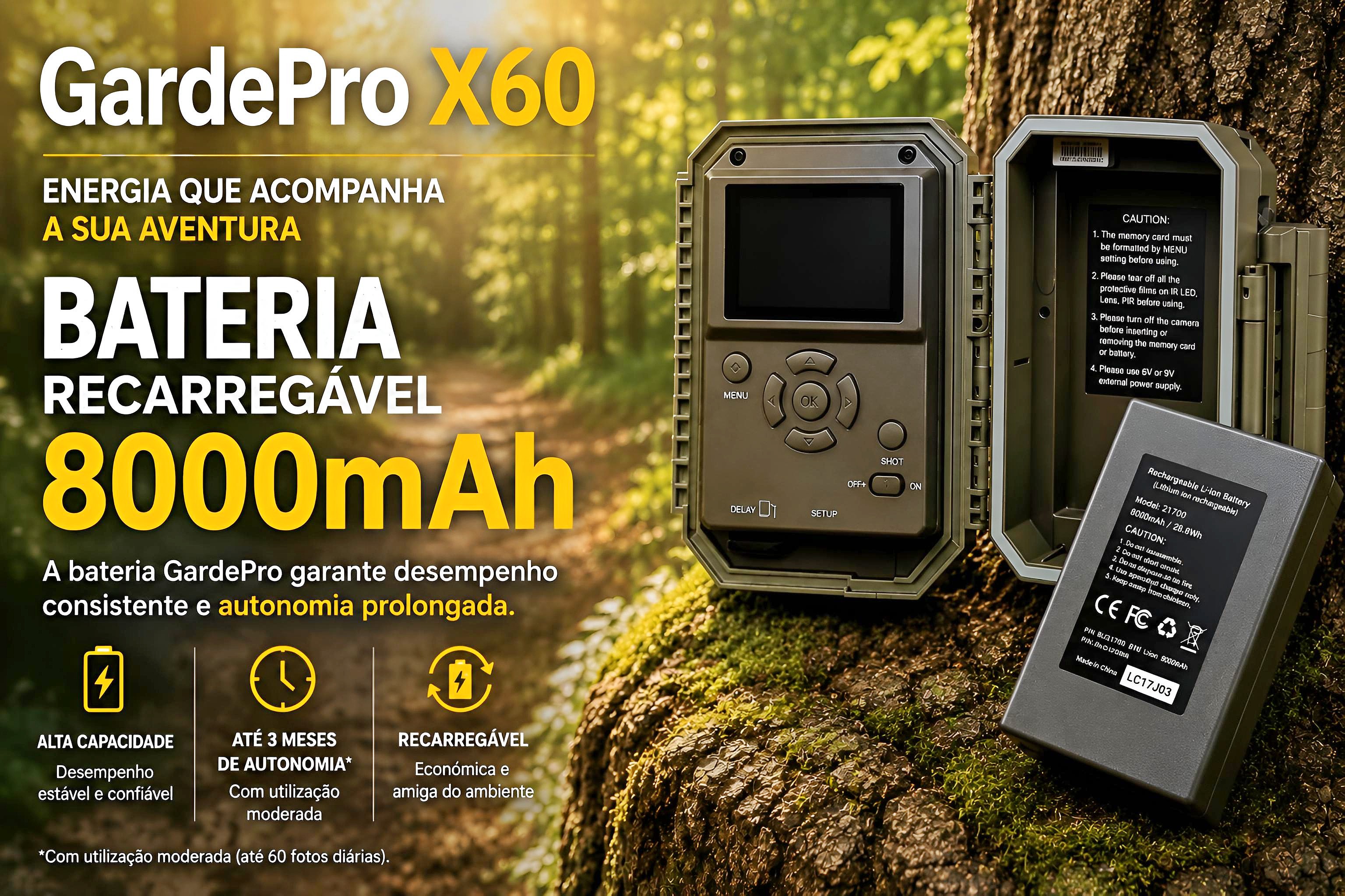 Câmera de Caça GardePro X60 LTE com bateria