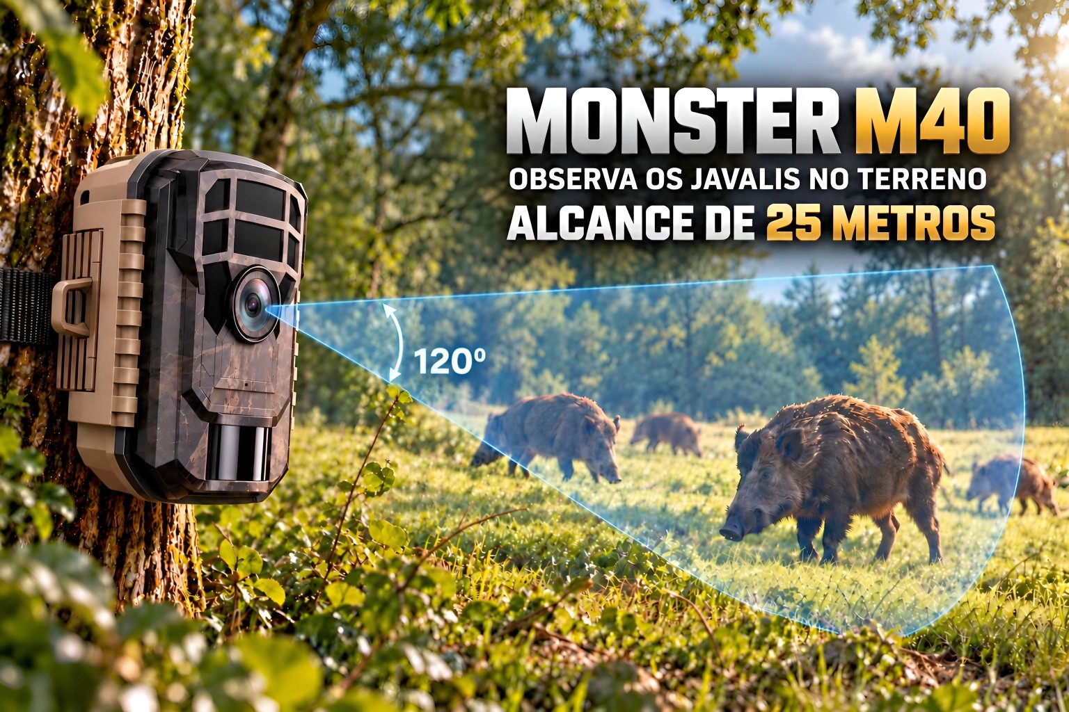 Câmera de caça Monster M40 24 MP vídeo Full HD e infravermelhos invisíveis