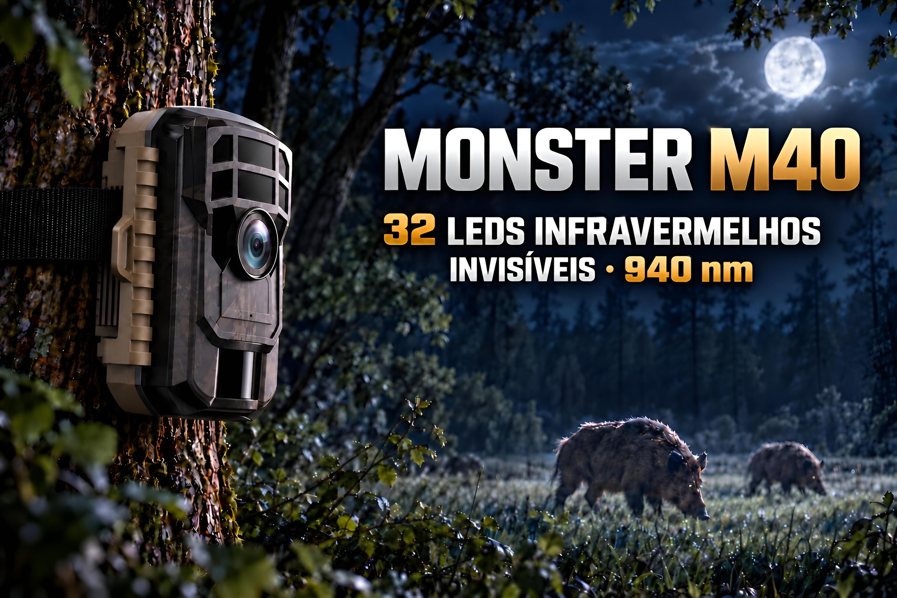 Câmera de caça Monster M40 24 MP vídeo Full HD e infravermelhos invisíveis 
