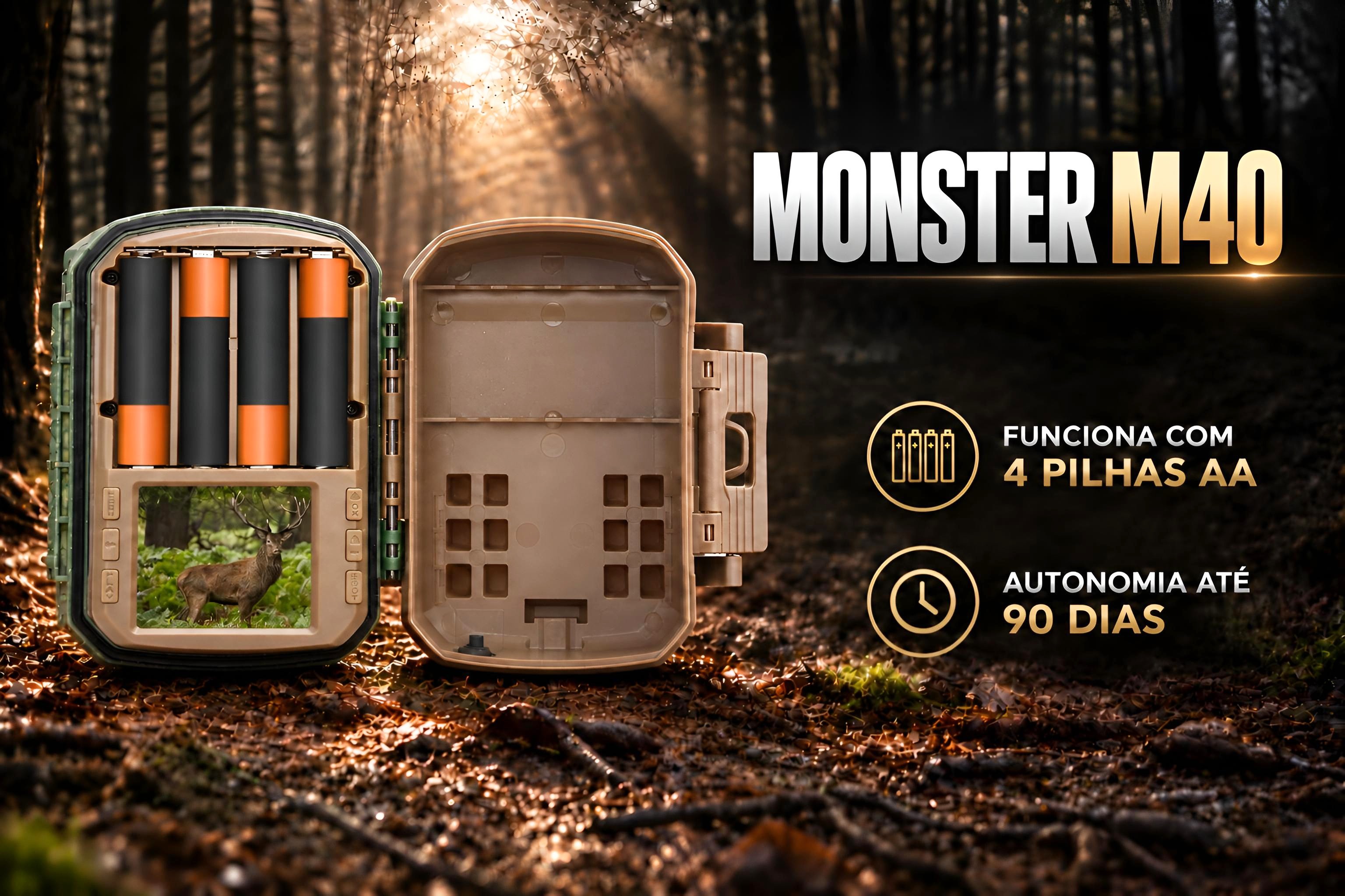 Câmera de caça Monster M40 24 MP vídeo Full HD e infravermelhos invisíveis 