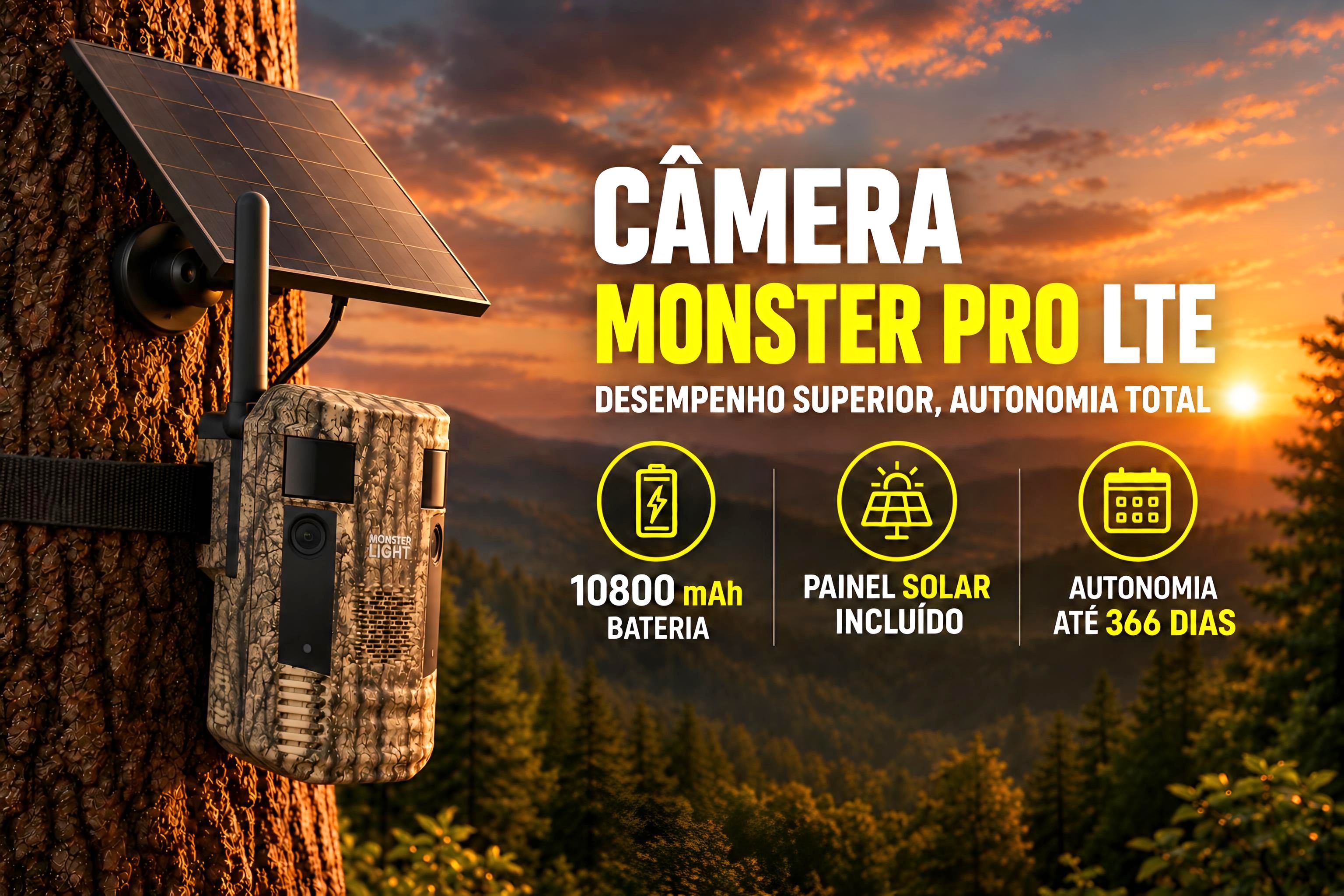Câmera Monster Pro LTE com envio de vídeos e transmissão em direto 