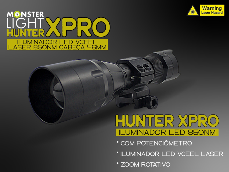 Iluminador MonsterLight 850 Hunter X Pro LED Laser com potenciómetro