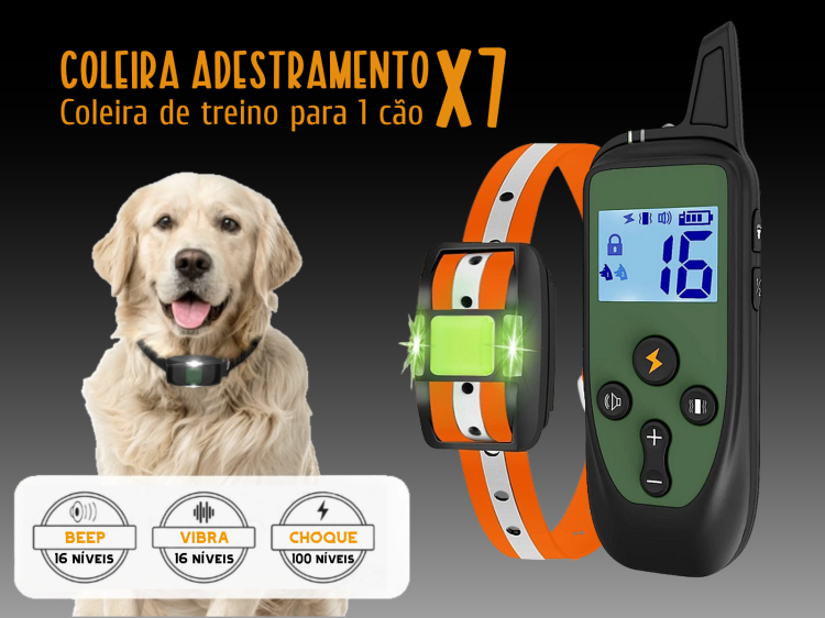 Coleira de adestramento à distância X7 para 1 cão