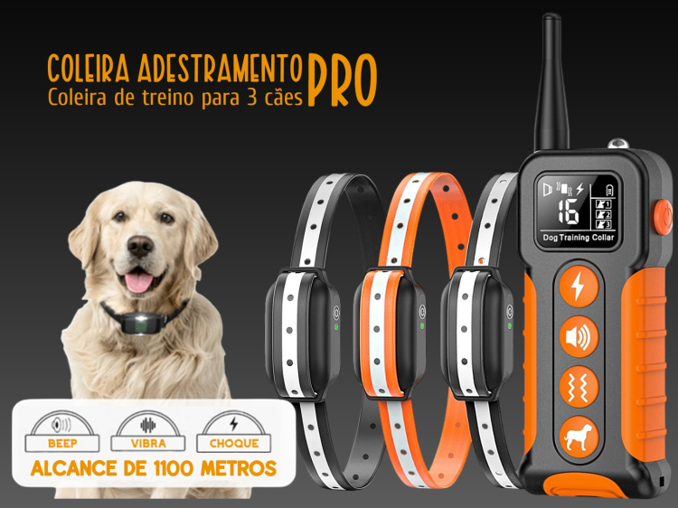 Coleira de adestramento à distância Pro para 3 cães