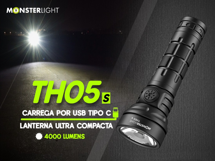 Lanterna Monsterlight TH05 com bateria recarregável