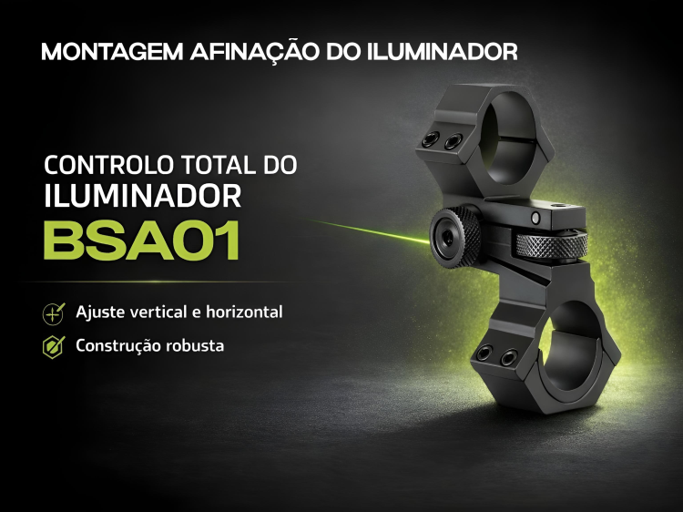 Montagem para iluminador com afinação na vertical e horizontal