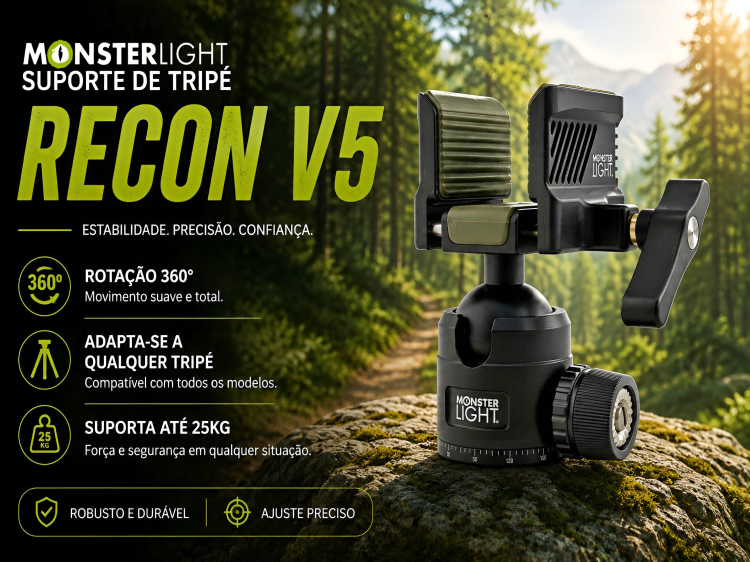 Suporte de tripé Monsterlight Recon V5 com bola esférica