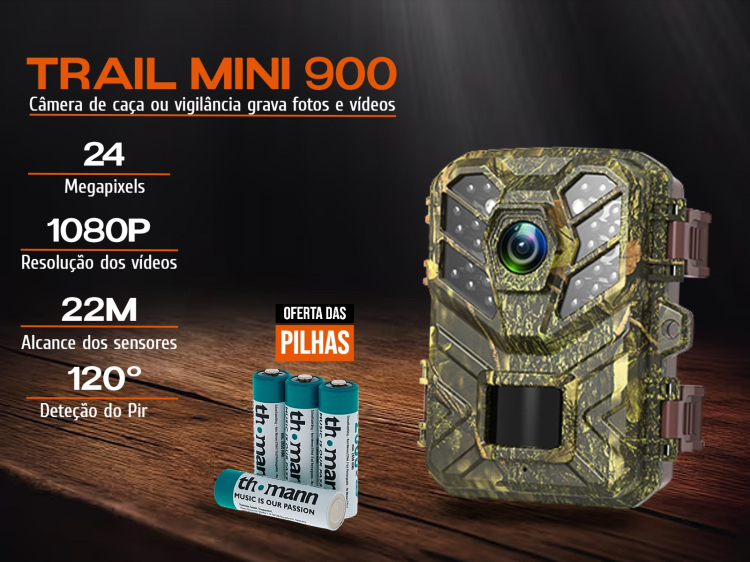 Câmera de caça ou vigilância Trail Mini 900 de 24MP